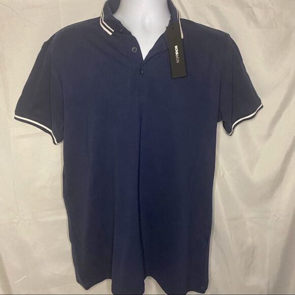 Fashion Nova Men Navy Polo Shirt Size M - Picture 1 of 8